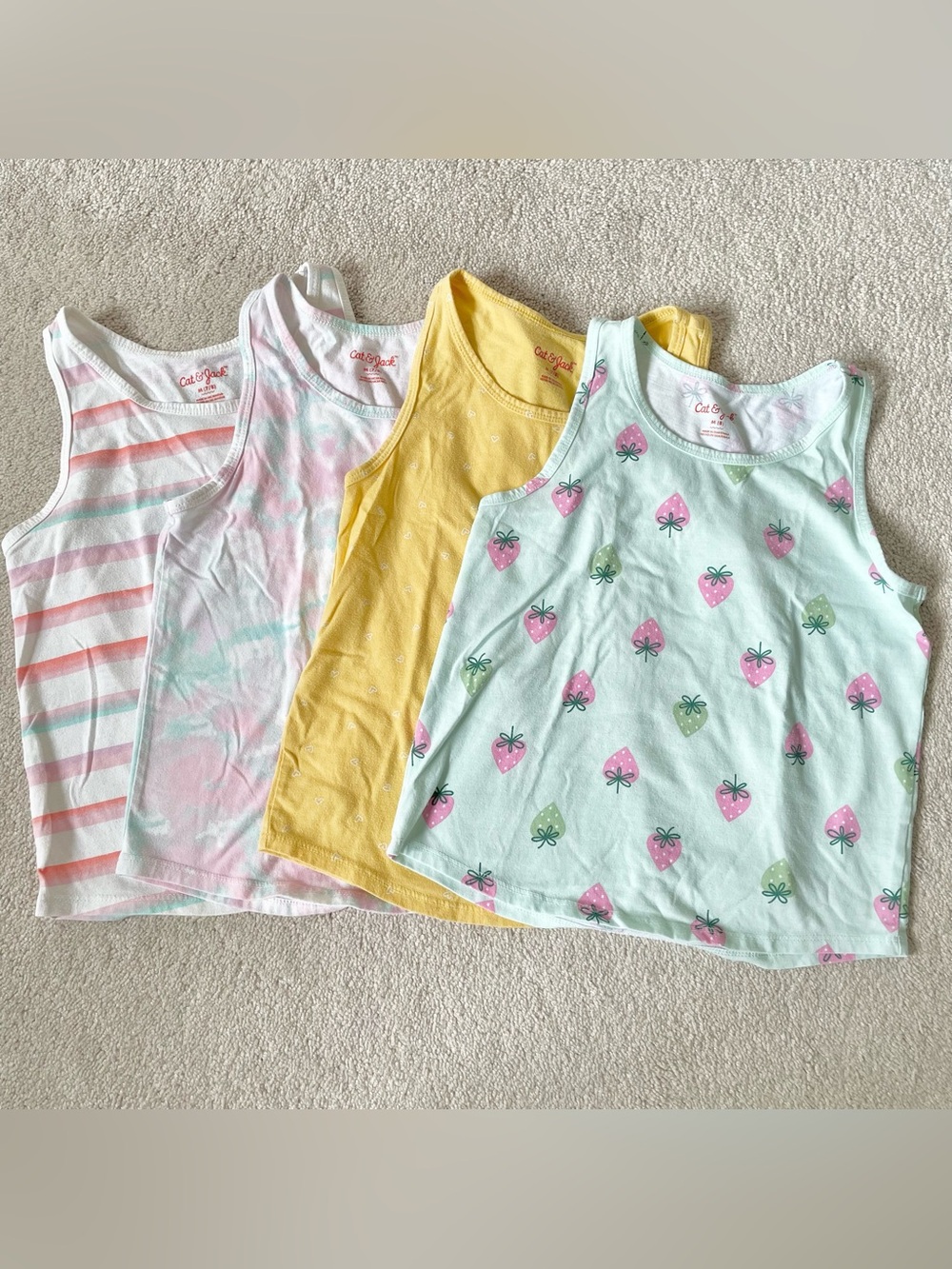 Cat & Jack tank tops bundle of 4 Medium 7/8 yellow, blue, pink, green